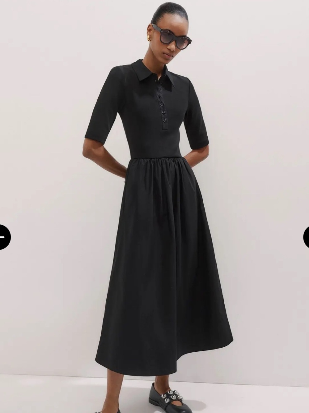 Me & Em Mixed Media Shirt Collar Maxi Dress